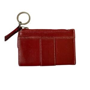 Coach Red Zip Card Wallet with Key Ring
